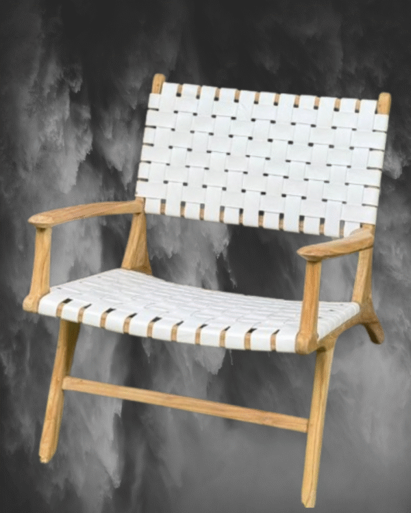 Poltrona Java en madera y cuero vacuno trenzado - Imagen 5