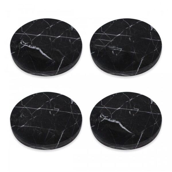 Set x4 Posavasos de Mármol Circular Luxury Black